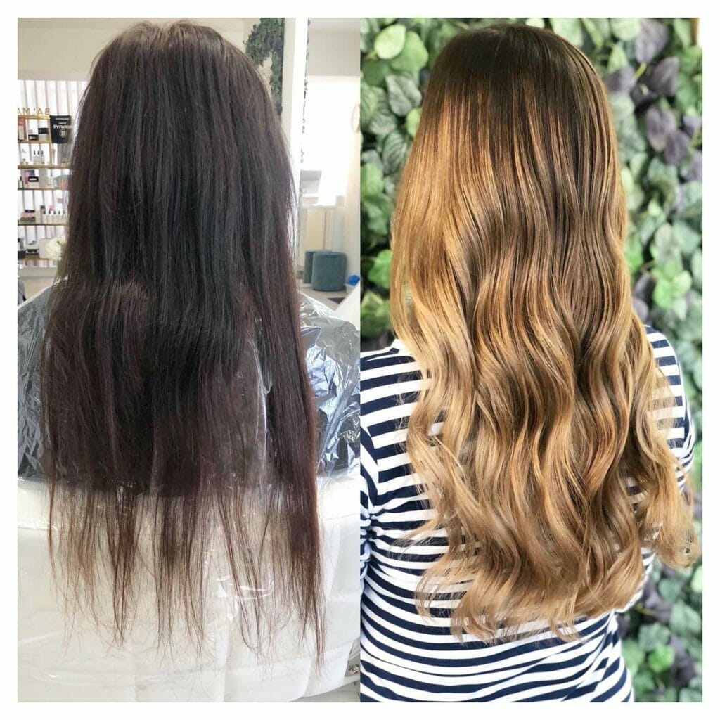 Premena vlasov ženy pred a po vlasovej kúre v Salóne krásy ZK Beauty Poprad.